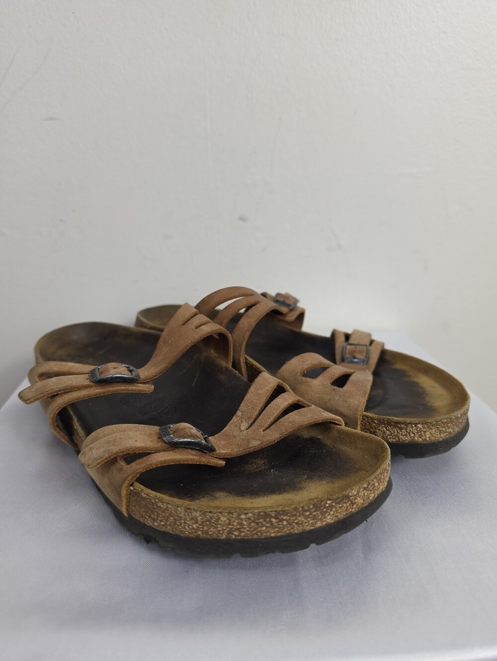 Birkenstock Women’s Tan Suede Dual-Strap Slide Sandals